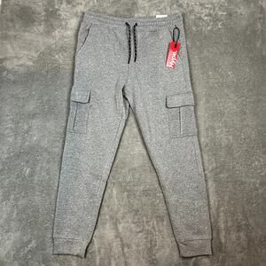 Hype Athletic Cargo Fleece Sweatpants Mens L Gray Joggers NWT
